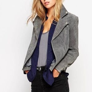 Barneys Suede Leather Moto Jacket